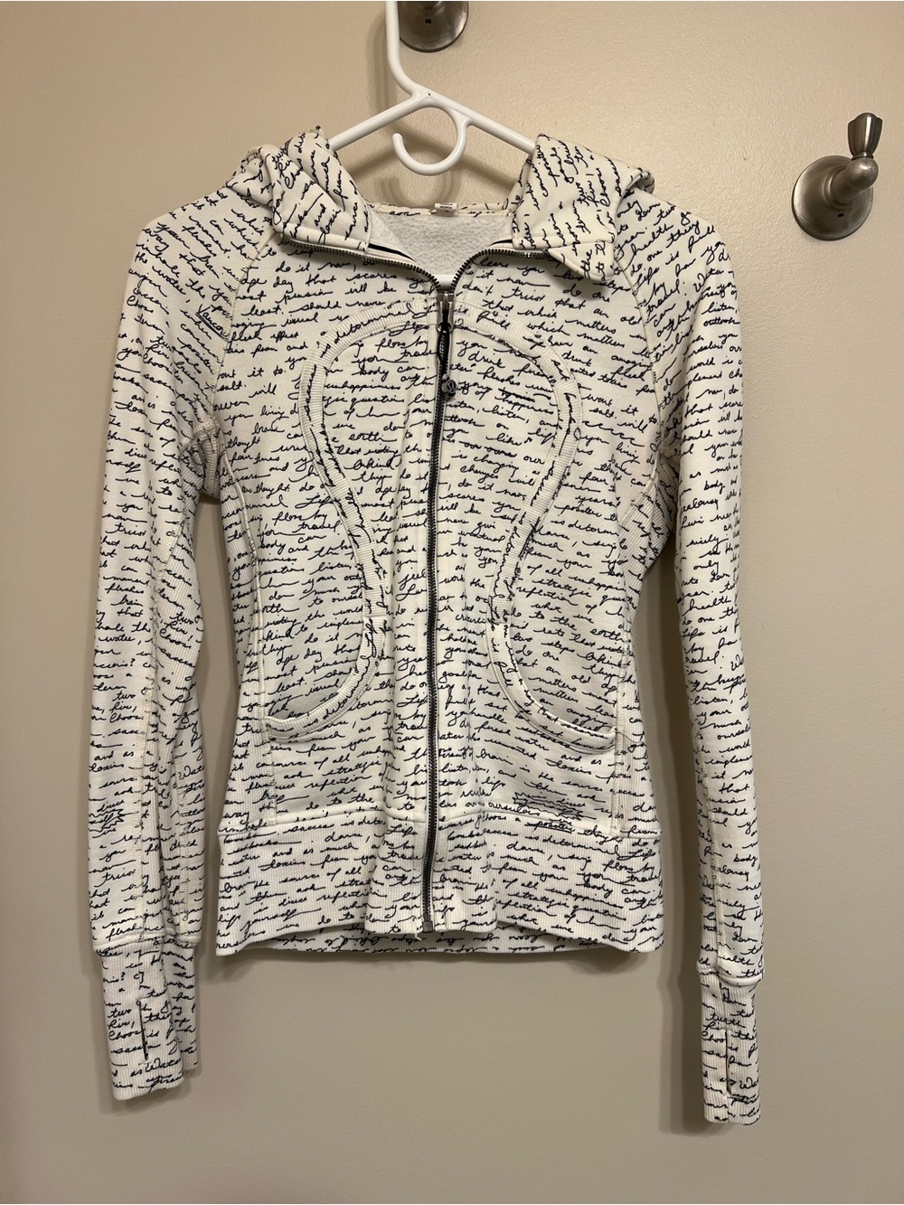 Lululemon athletica White Hoodie with Black Script
